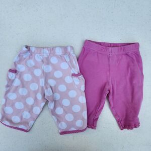 **3/$15 - Carter's Baby Girl Set of 2 Pants - Pink/White - 6 months